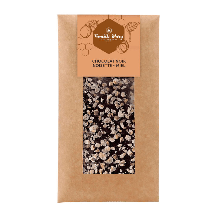 Tablette chocolat noir, miel et noisettes