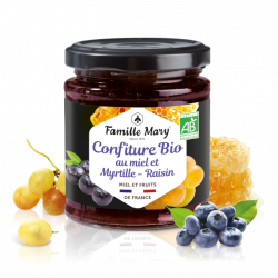 Confiture au miel et Myrtille Raisin bio